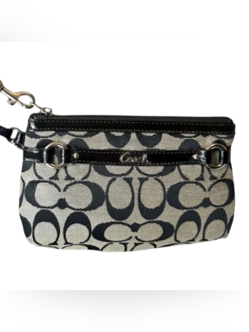 Coach Signature Canvas Zoe Medium Wristlet NWOT